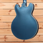 Gibson ES-335 semi-hollow electric guitar Frost Blue with cream binding and f-holes