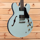 Gibson PSL-1961 ES-335 semi-hollow electric guitar Frost Blue with f-holes and gold hardware