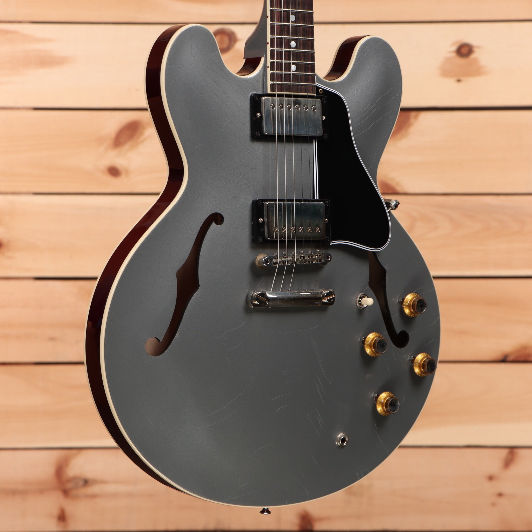 Gibson PSL-1961 ES-335 semi-hollow electric guitar aged silver poly with gold hardware and f-holes