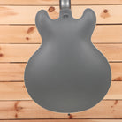 Gibson PSL-1961 ES-335 semi-hollow electric guitar Aged Silver Poly with f-holes and rounded cutaway body