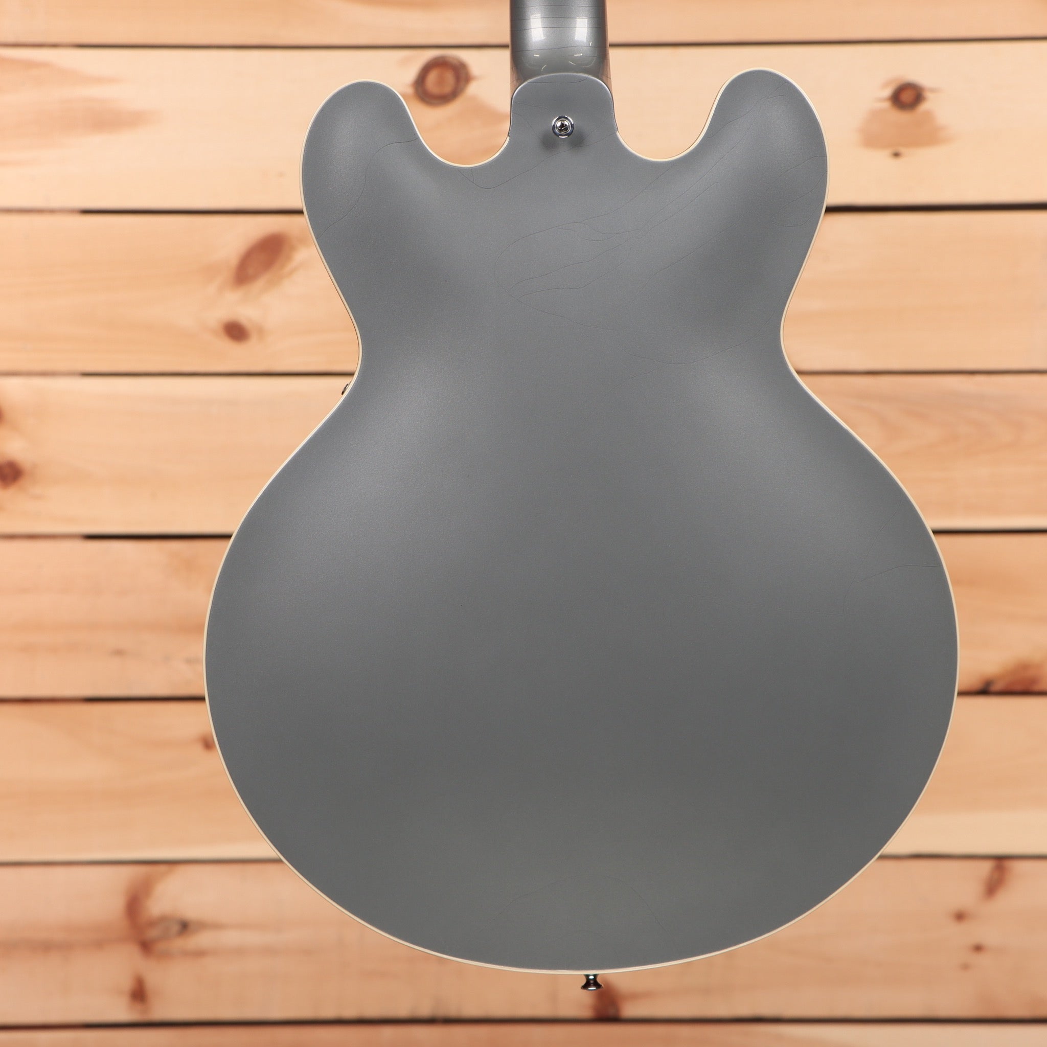 Gibson PSL-1961 ES-335 semi-hollow electric guitar Aged Silver Poly with f-holes and rounded cutaway body