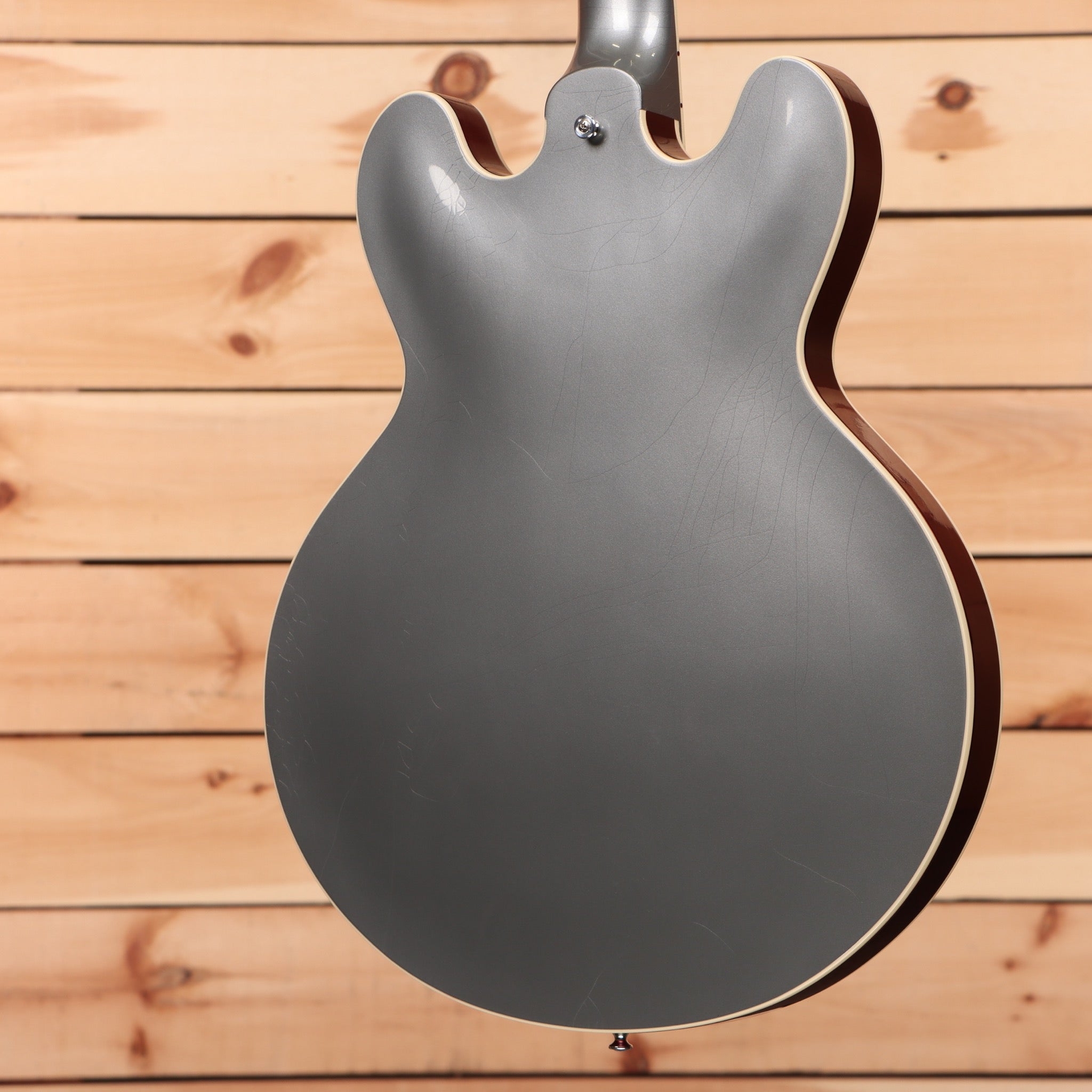 Gibson PSL-1961 ES-335 semi-hollow electric guitar Ultra Light Aged Silver Poly with f-holes and maple binding