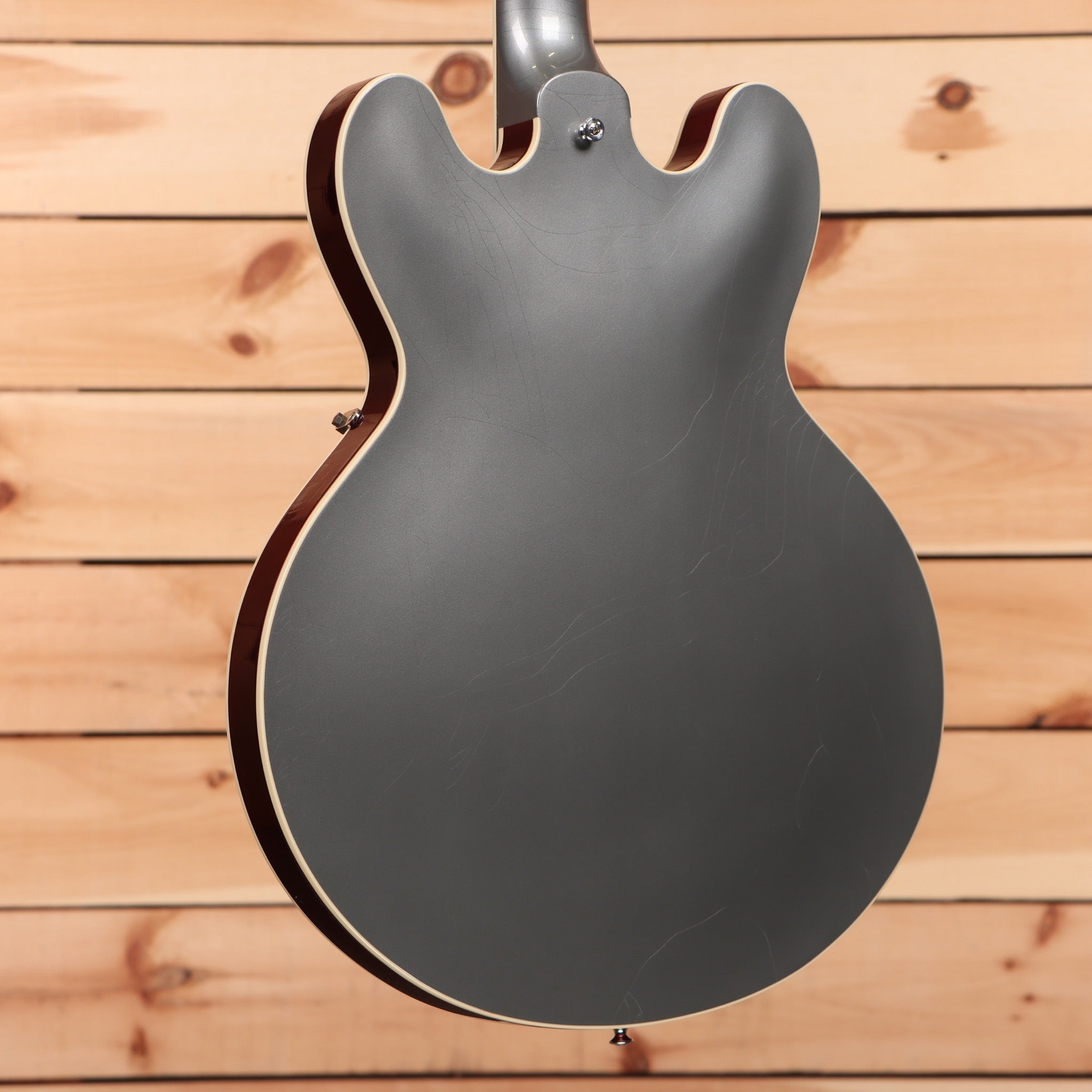 Gibson PSL-1961 ES-335 semi-hollow electric guitar Aged Silver Poly with dual humbuckers and maple binding