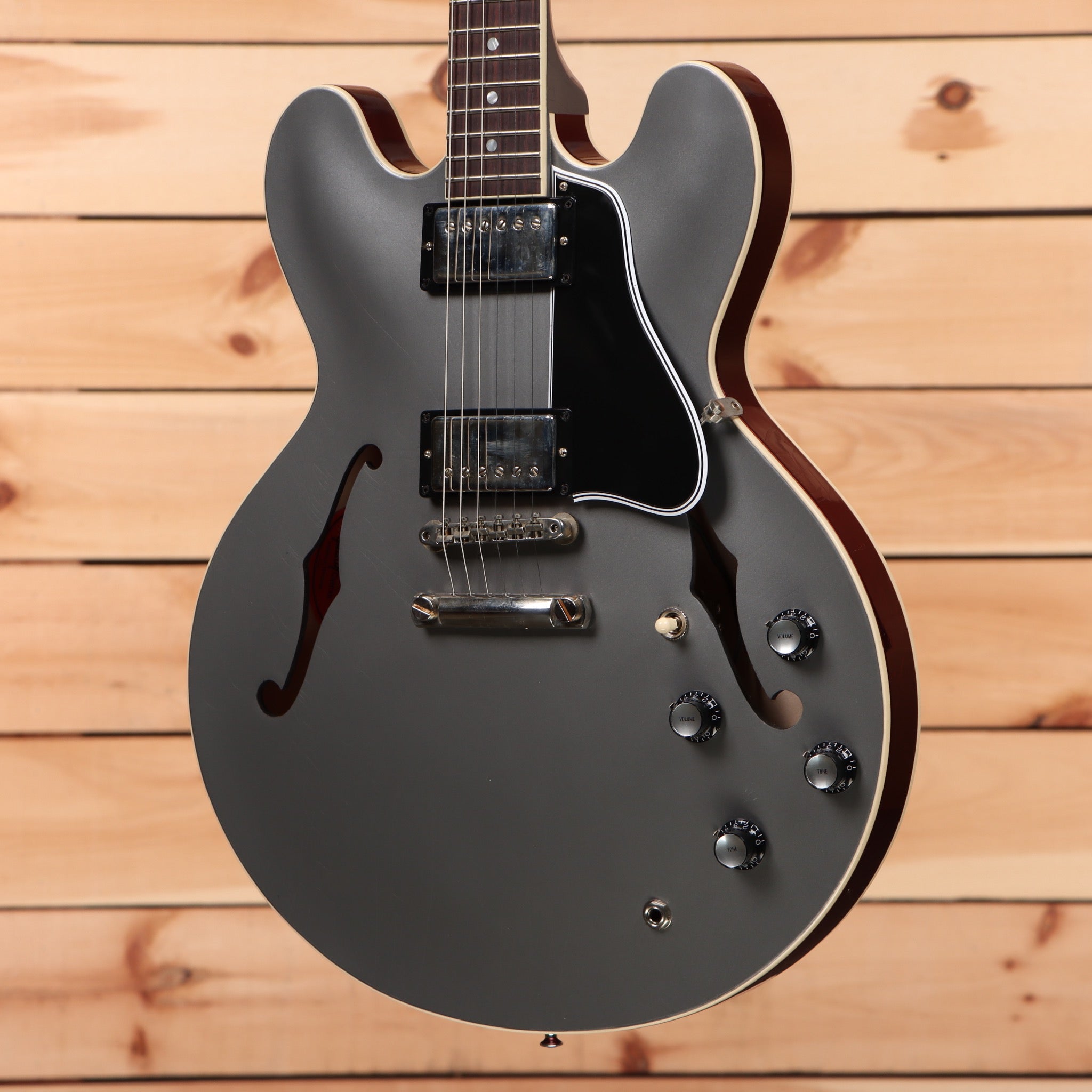Gibson PSL-1961 ES-335 semi-hollow electric guitar Aged Silver Poly with dual humbuckers and f-holes