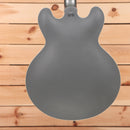 Gibson PSL-1961 ES-335 semi-hollow electric guitar Aged Silver Poly with f-holes and dual humbuckers