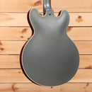 Gibson PSL 1961 ES-335 semi-hollow electric guitar Aged Silver Poly with sparkling burgundy back and dual humbuckers