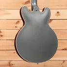 Gibson PSL 1961 ES-335 semi-hollow electric guitar Aged Silver Poly with sparkling burgundy back and dual humbuckers