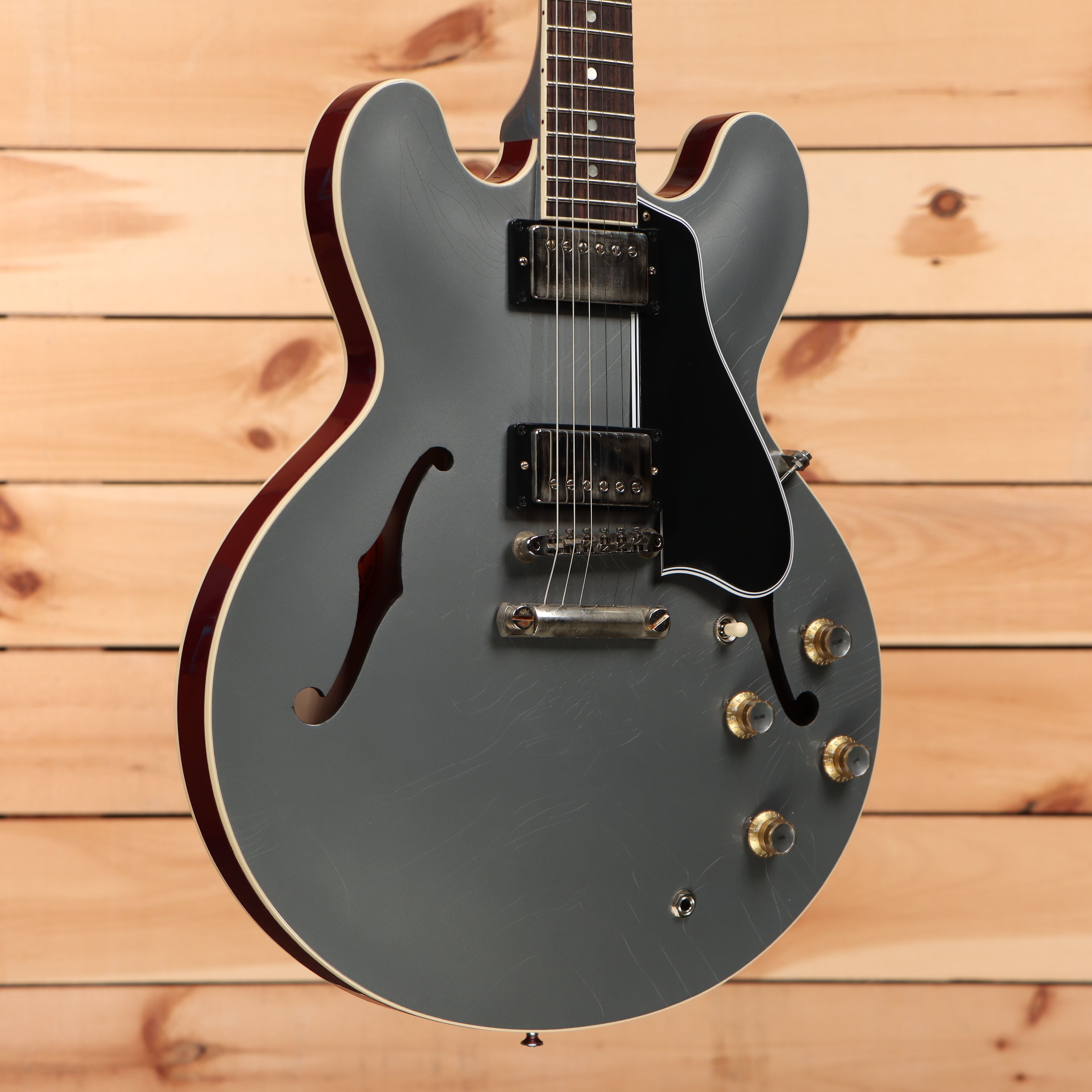 Gibson PSL-1961 ES-335 semi-hollow electric guitar Aged Silver Poly with dual humbuckers and f-holes