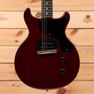 Gibson 1958 Les Paul Junior Double Cut VOS electric guitar cherry red with P90 pickup and semi-hollow body