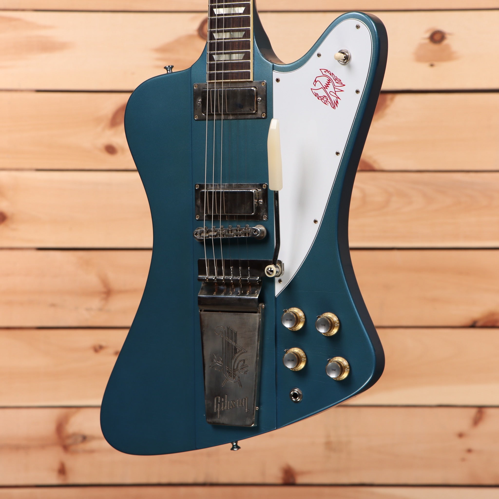 Gibson 1963 Firebird V electric guitar Pelham Blue aged finish with Maestro vibrato and dual humbuckers