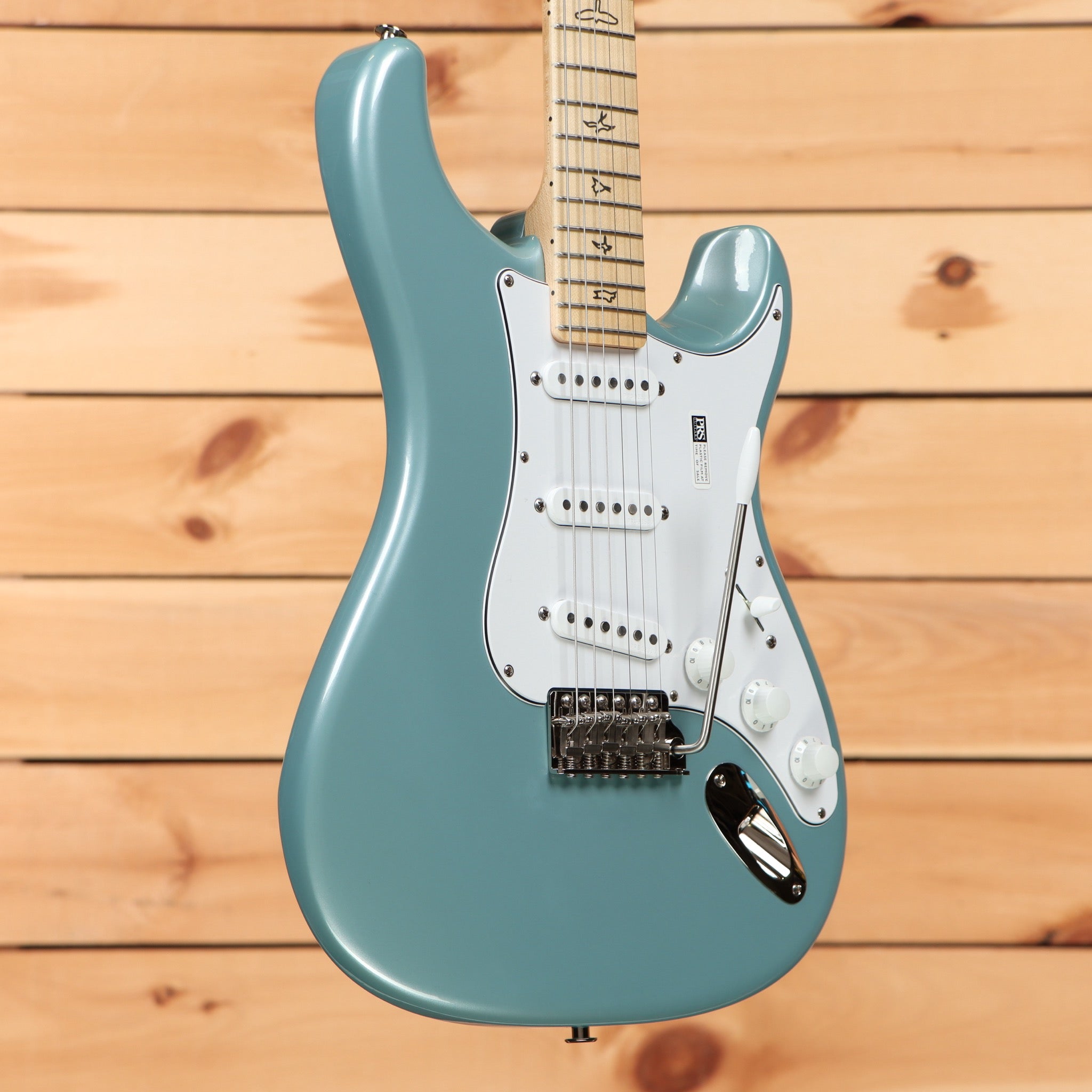 Paul Reed Smith Silver Sky Polar Blue electric guitar with maple neck and white pickguard