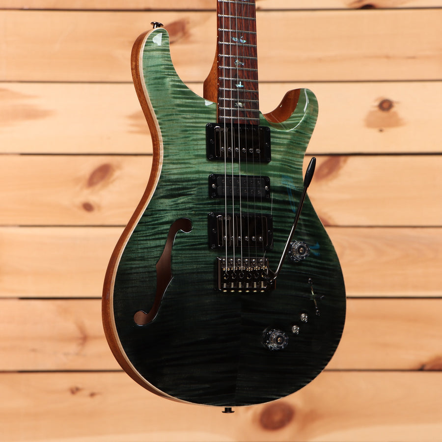 Paul Reed Smith Special semi-hollow electric guitar Trampas Green Fade with flame maple top and f-hole