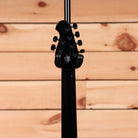 Ernie Ball Music Man Majesty 6 electric guitar Emerald Sky with black headstock and tuning machines