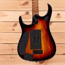 Ernie Ball Music Man JP15 Tiger Eye Quilt electric guitar with humbucker pickups and tremolo bridge