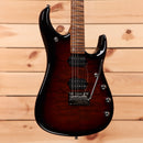 Ernie Ball Music Man JP15 electric guitar Tiger Eye Quilt finish with dual humbucker pickups