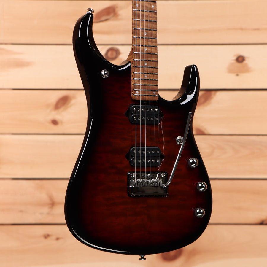 Ernie Ball Music Man JP15 electric guitar Tiger Eye Quilt finish with dual humbucker pickups