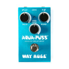 Way Huge Smalls Aqua Puss Analog Delay MkIII pedal turquoise with three control knobs