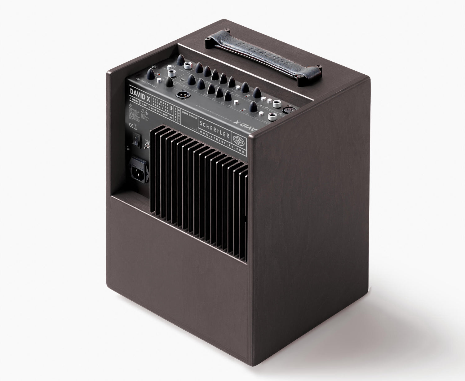 Schertler David X Combo dark wood acoustic amplifier with vertical cooling fins
