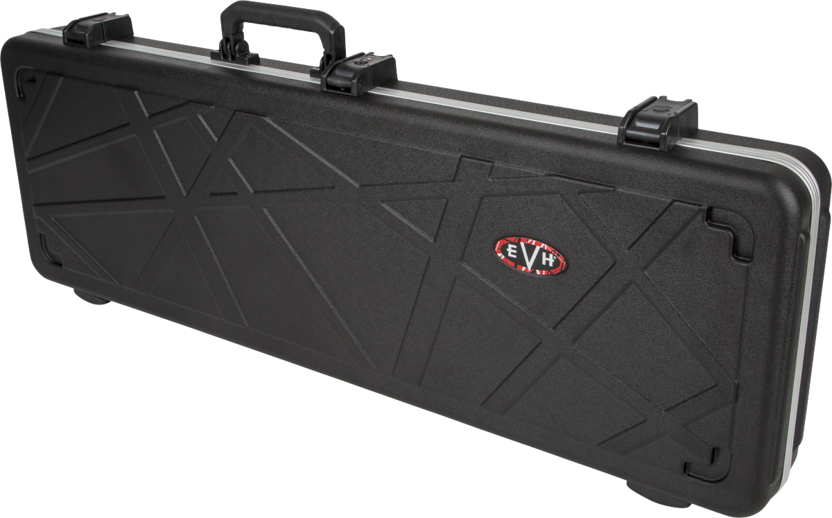 EVH Stripe Series black hardshell guitar case with molded protection and carry handles