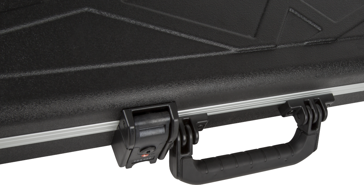 EVH Stripe Series black guitar hard case with aluminum reinforced handle and latches