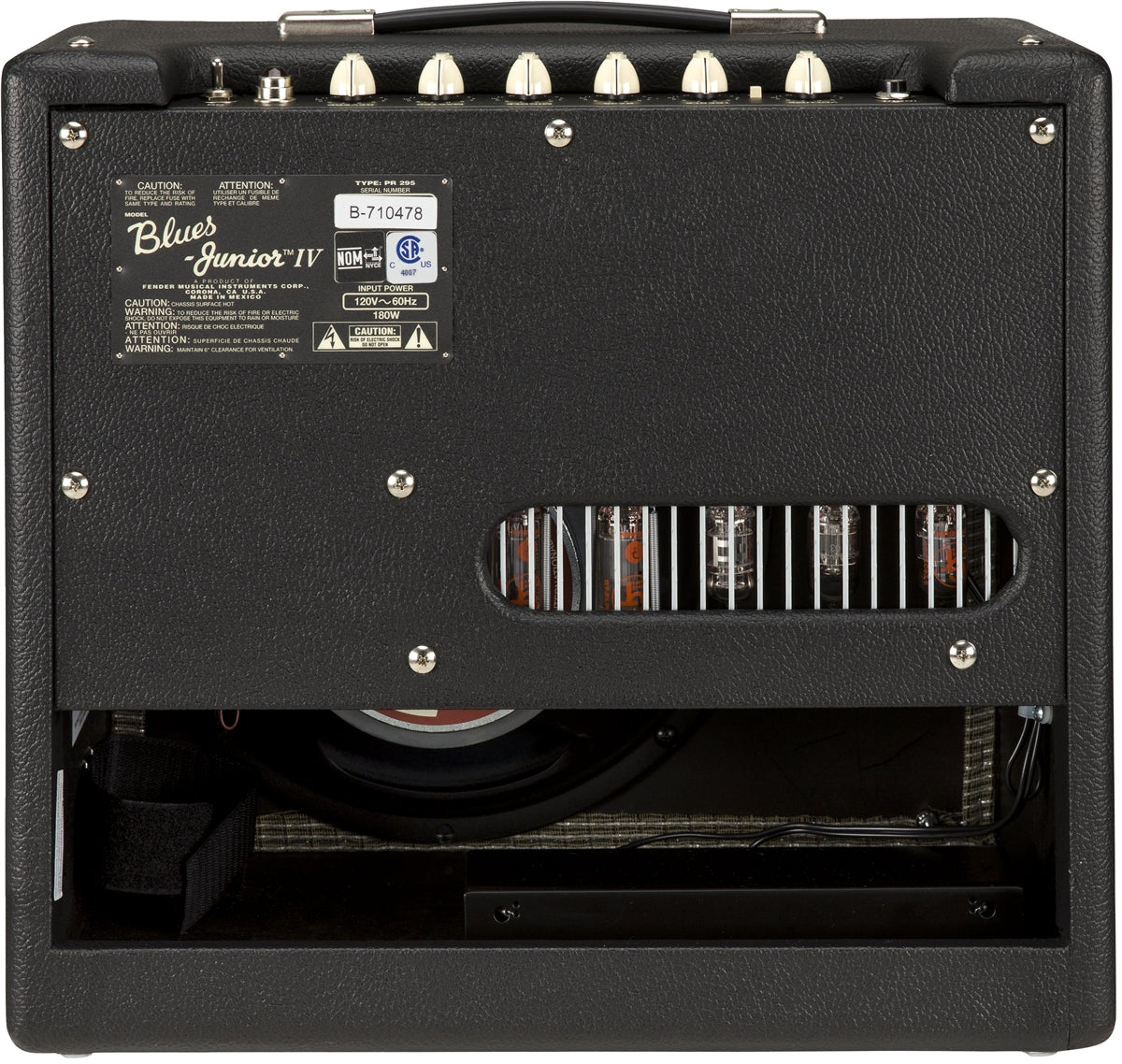 Fender Blues Junior IV combo amplifier black tolex 150W tube amp with six control knobs