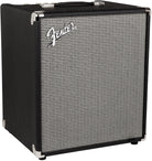 Fender Rumble 100 bass combo amp with silver grille and black tolex cabinet