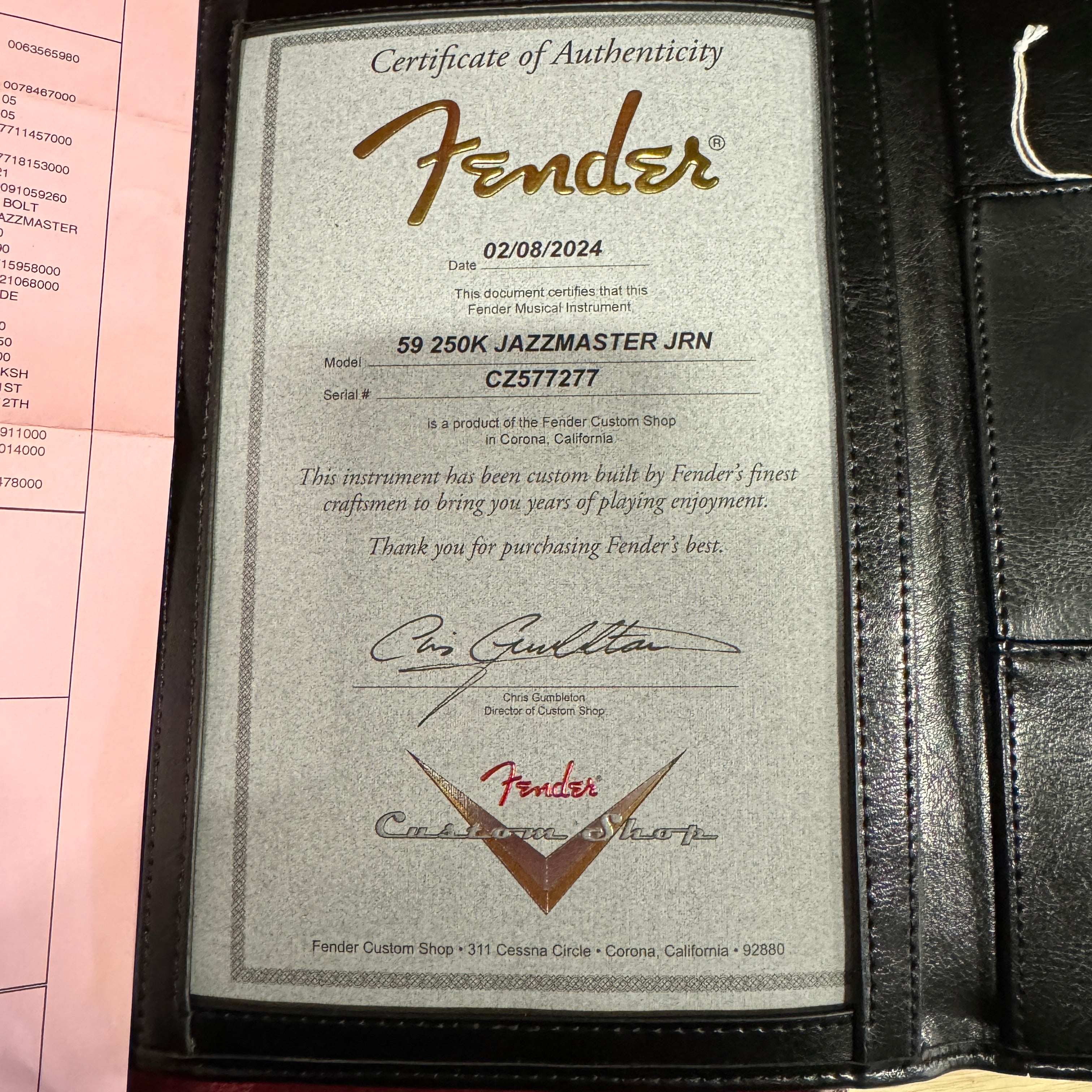 Fender Custom Shop 1959 250K Jazzmaster Journeyman Relic electric guitar Dakota Red with certificate of authenticity