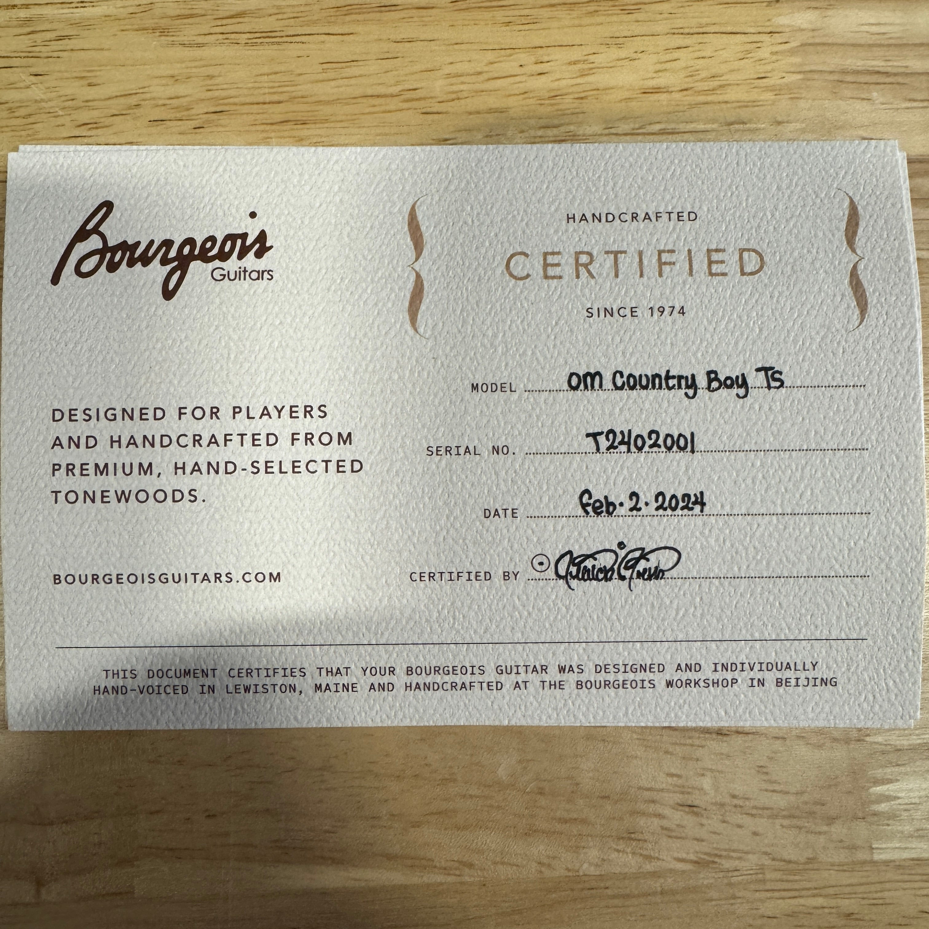 Bourgeois Touchstone OM Country Boy natural acoustic guitar with premium hand-selected tonewoods