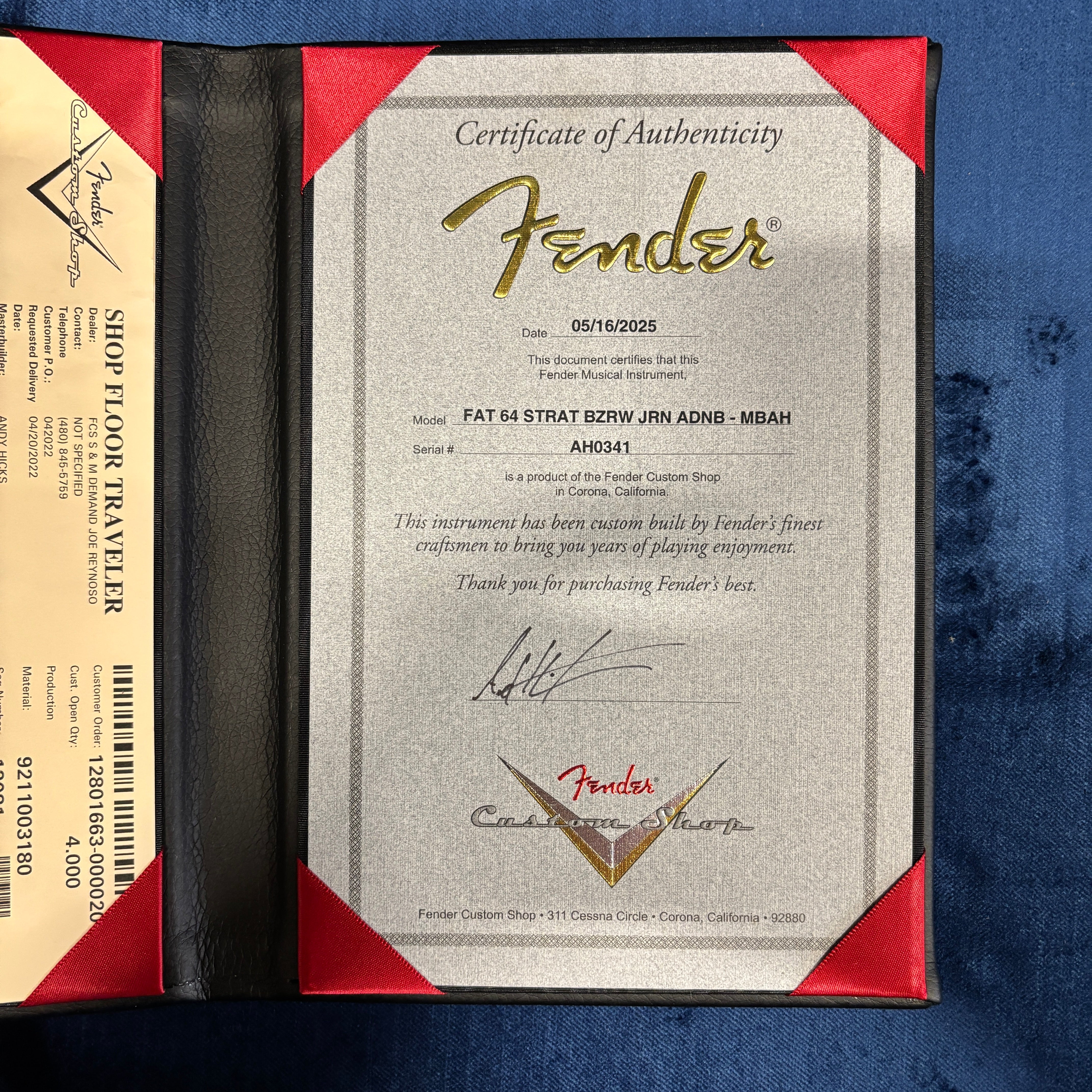 Fender Custom Shop 1964 Stratocaster electric guitar Daphne Blue with Certificate of Authenticity