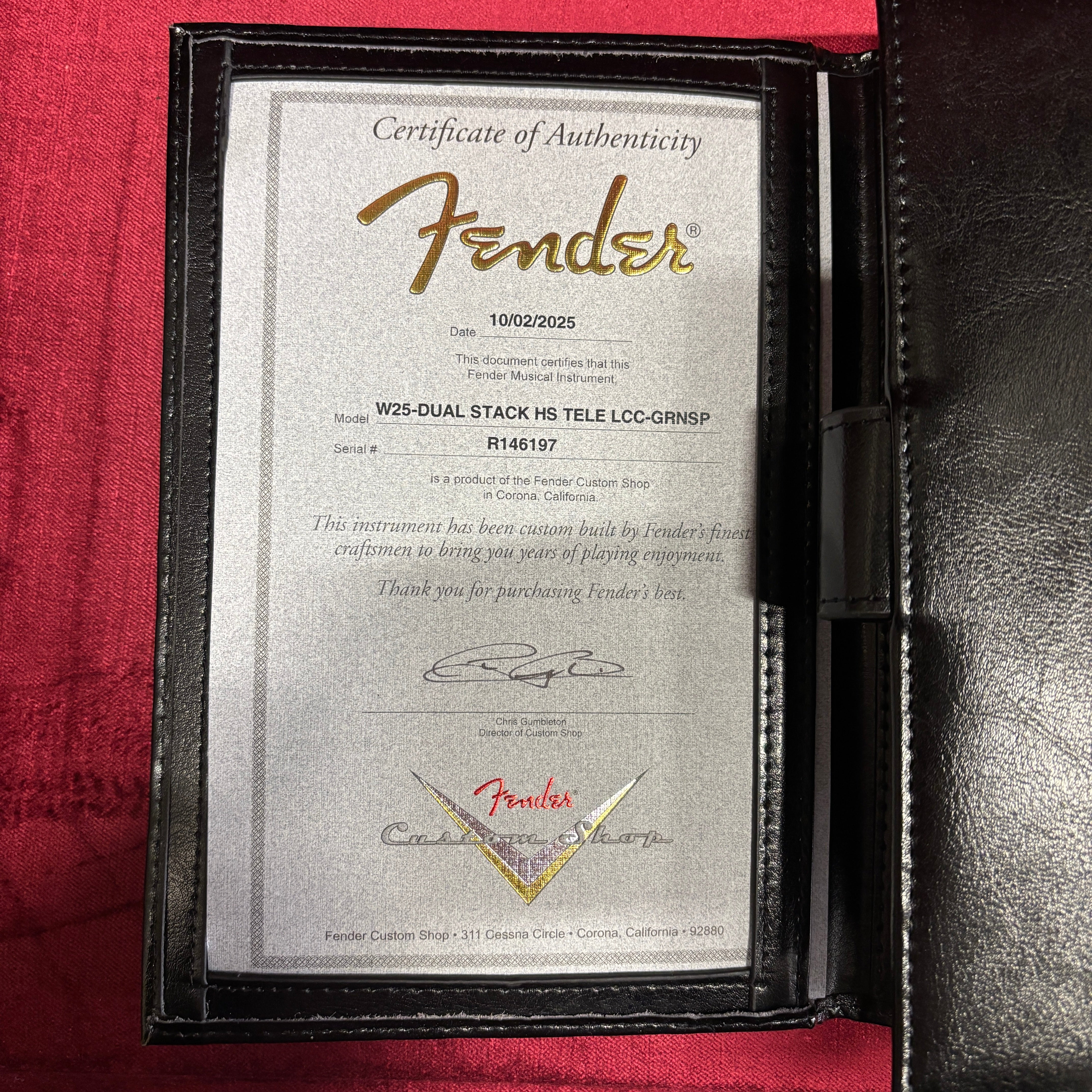 Fender Custom Shop W25 Dual Stack HS Telecaster electric guitar Green Sparkle with certificate of authenticity