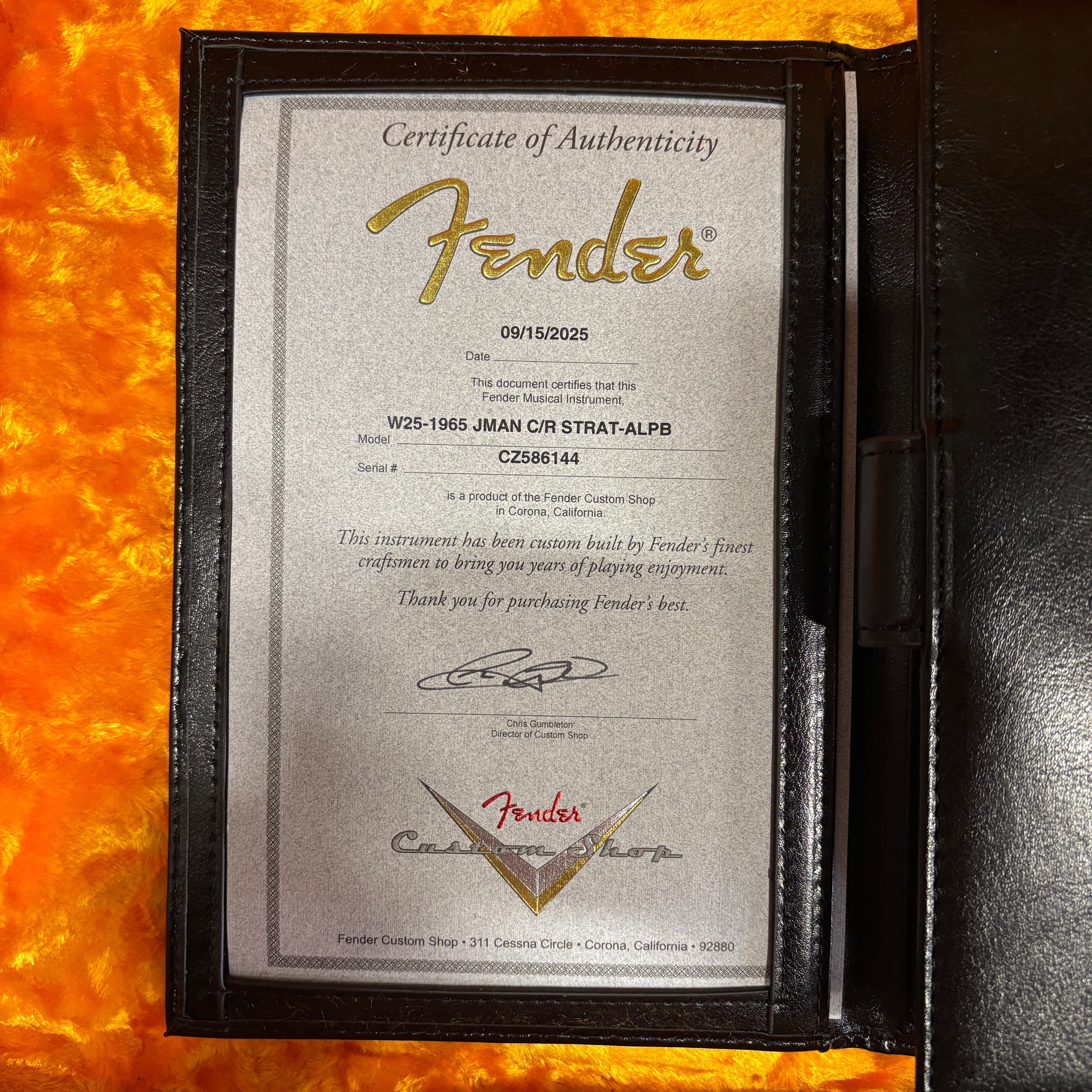 Fender Custom Shop 1965 Stratocaster electric guitar Lake Placid Blue with Certificate of Authenticity