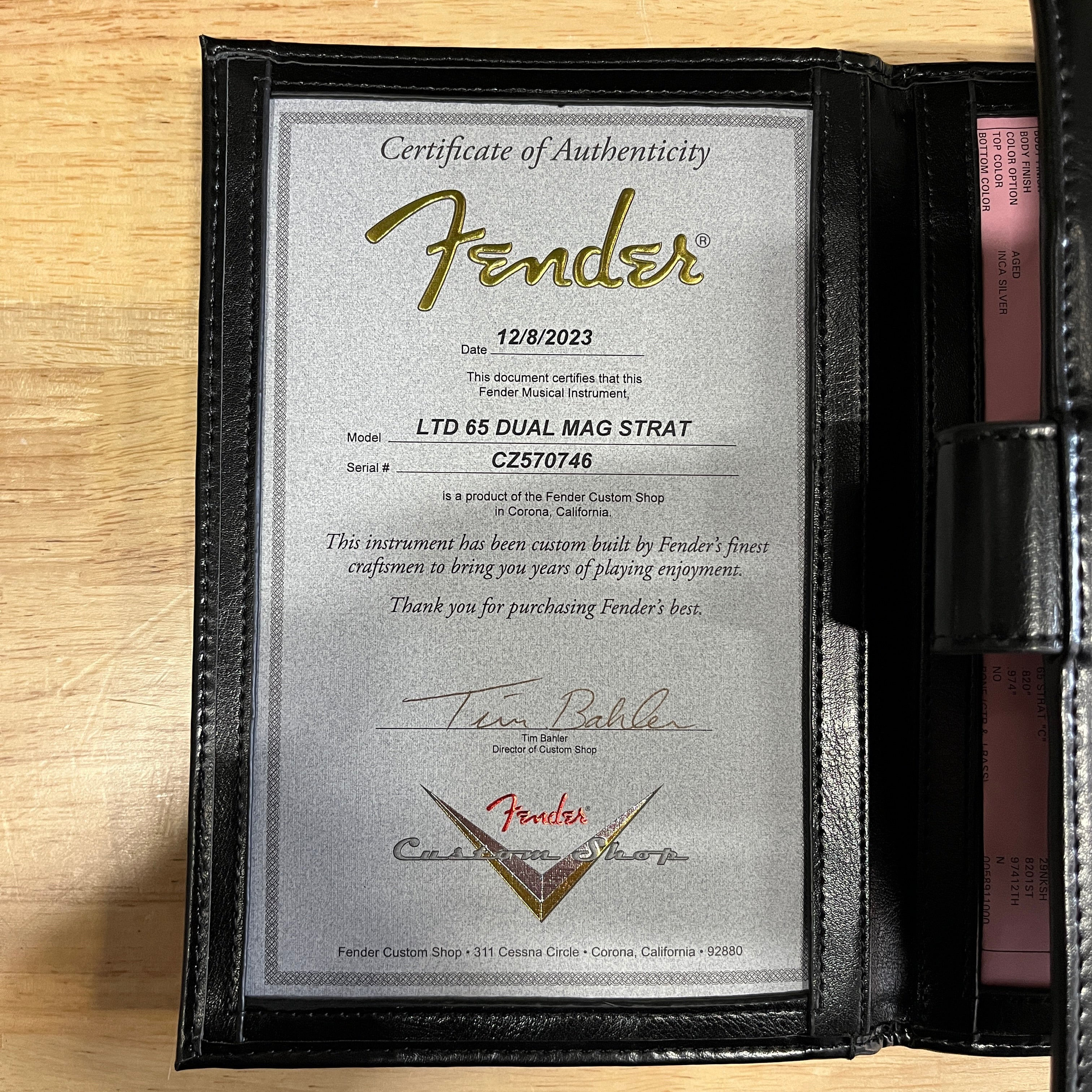 Fender Custom Shop Limited 1965 Dual Mag Stratocaster electric guitar Inca Silver with certificate of authenticity