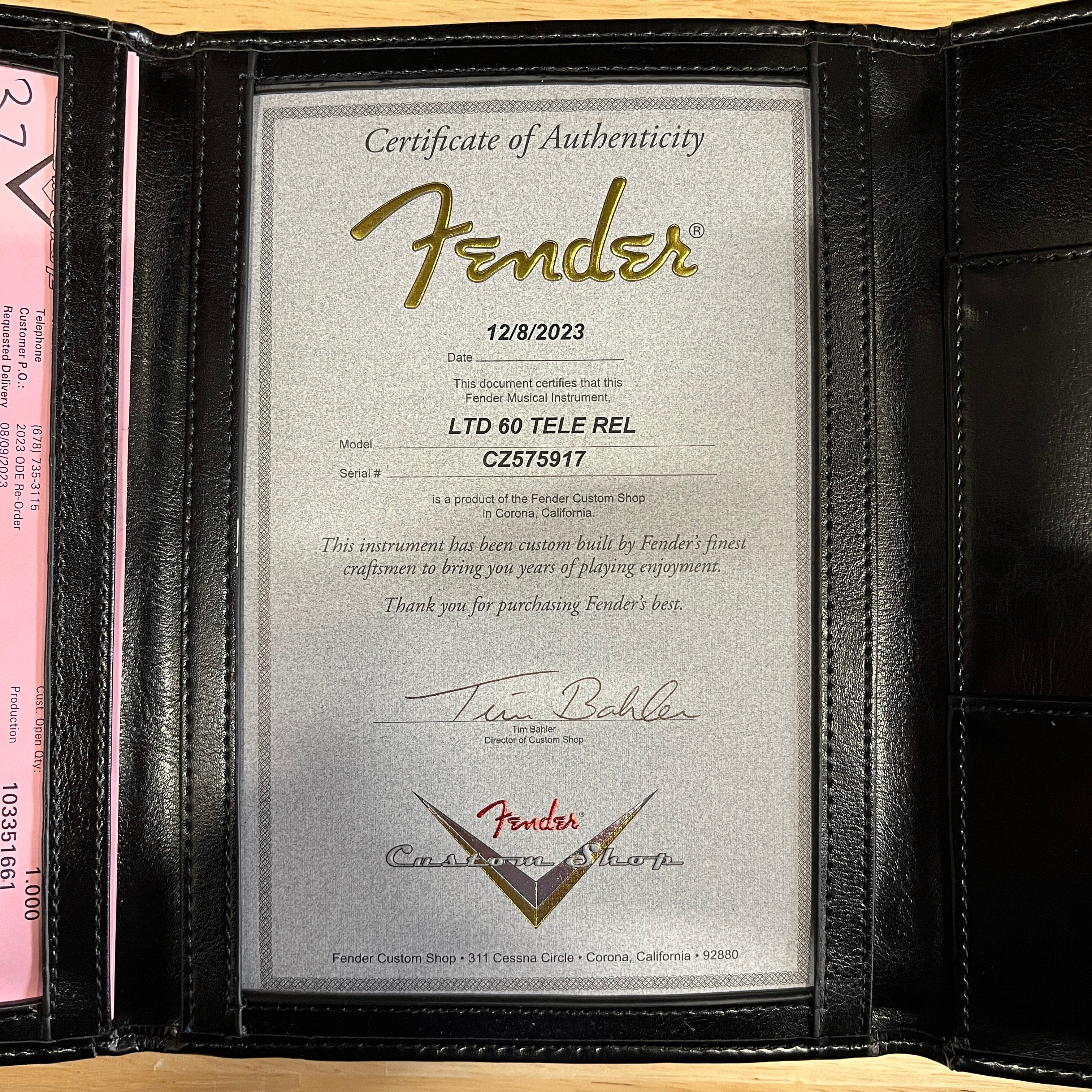 Fender Custom Shop Limited 1960 Telecaster Relic electric guitar Lake Placid Blue with certificate of authenticity