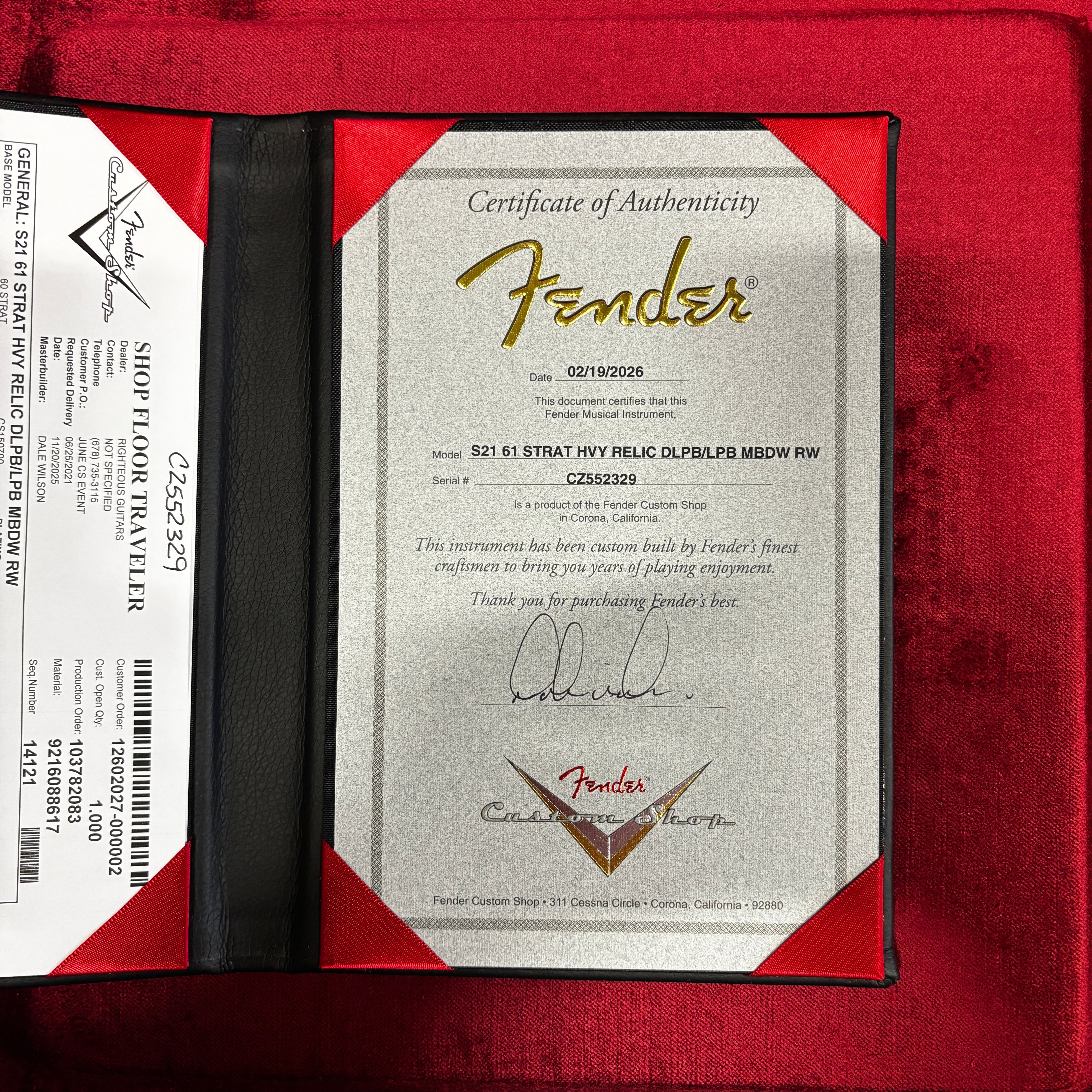 Fender Custom Shop Masterbuilt 1961 Stratocaster heavy relic electric guitar Dark Lake Placid Blue with certificate of authenticity