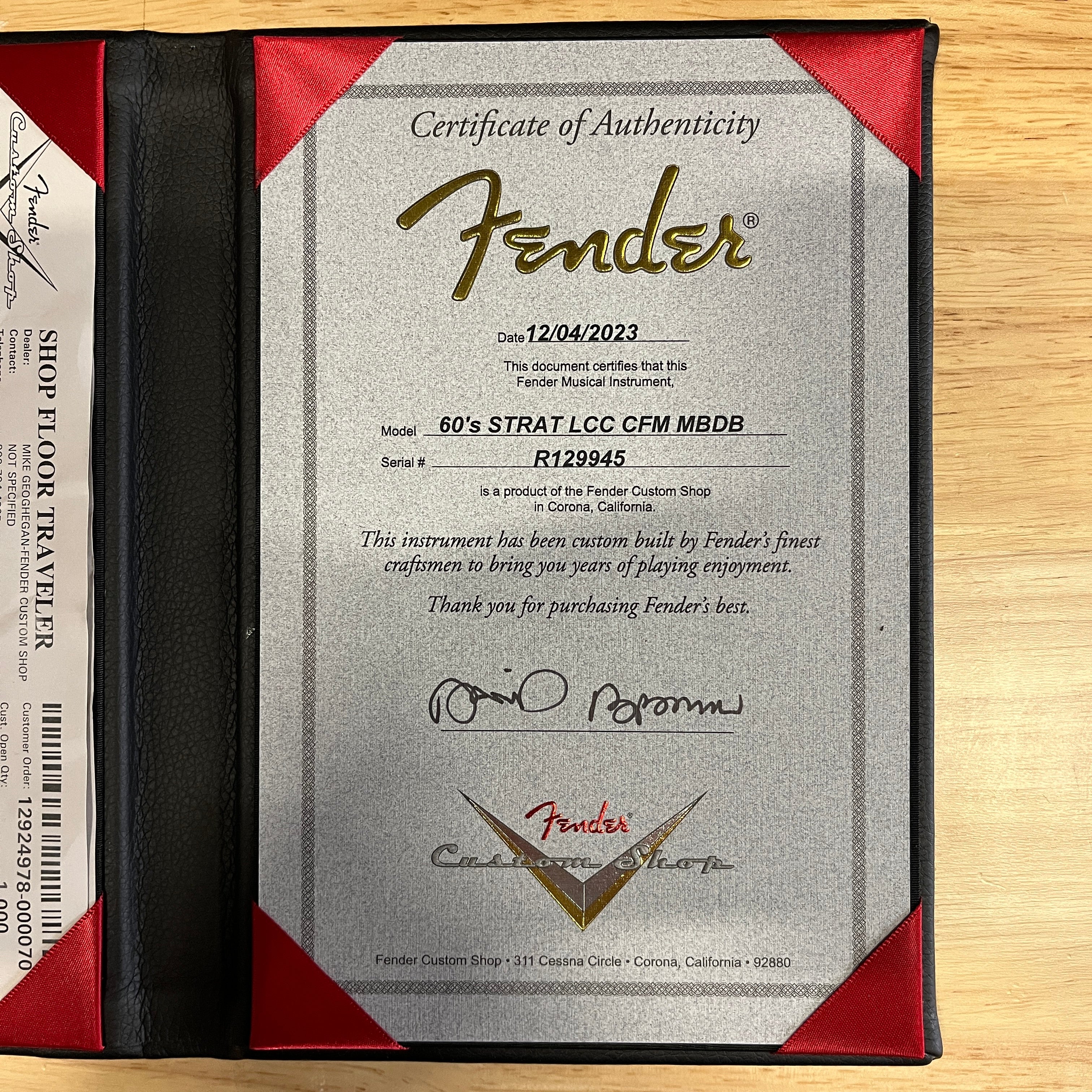 Fender Custom Shop 60s Stratocaster electric guitar Charcoal Frost Metallic with certificate of authenticity