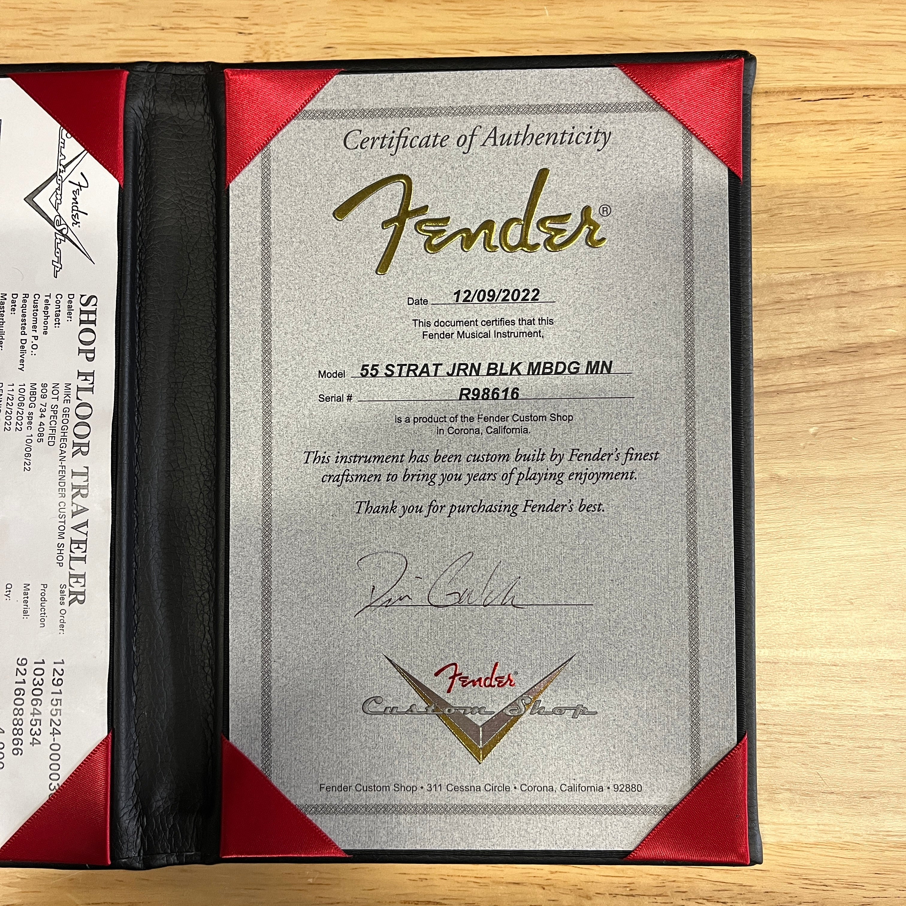 Fender Custom Shop 1956 Stratocaster Journeyman Relic electric guitar black with certificate of authenticity