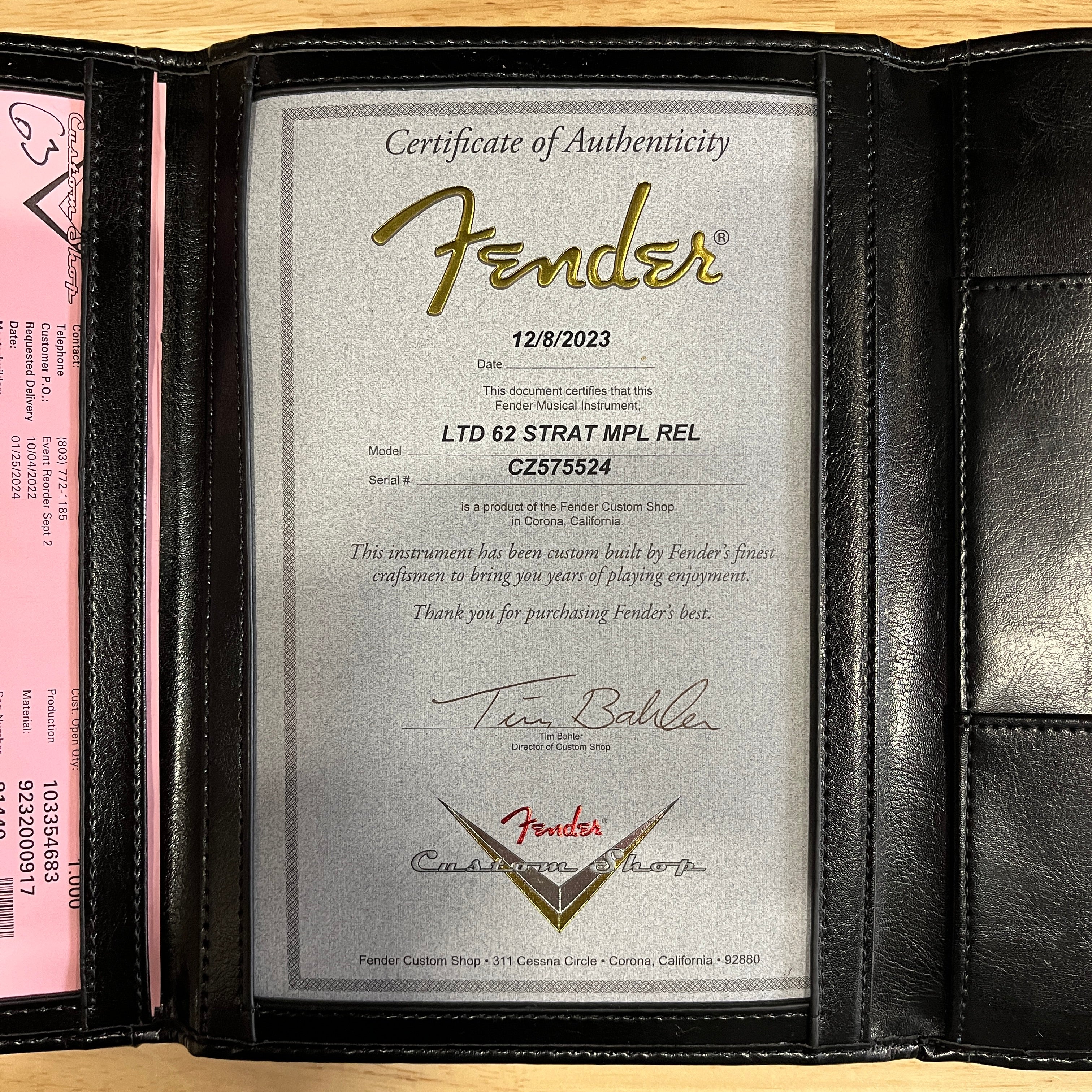 Fender Custom Shop Limited 1962 Stratocaster Relic electric guitar aged black with certificate of authenticity