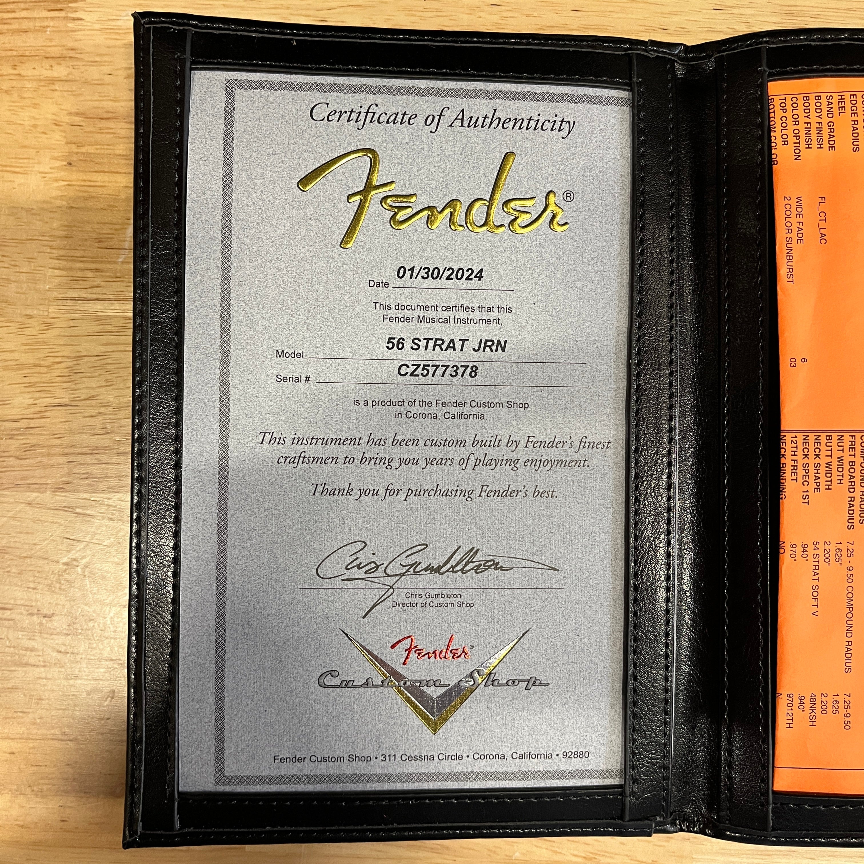 Fender Custom Shop 1956 Stratocaster Journeyman Relic electric guitar 2-color sunburst with certificate of authenticity