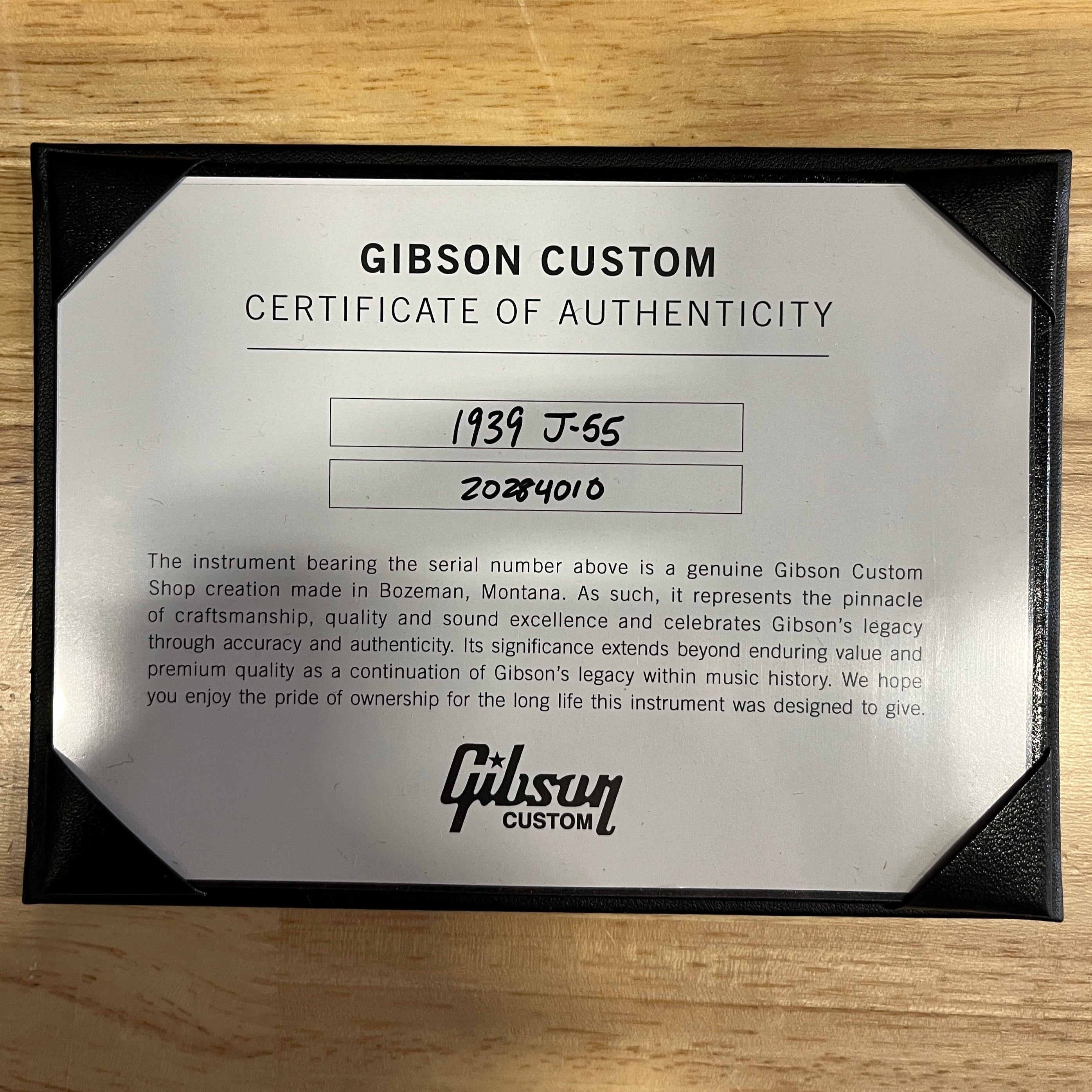 Gibson 1939 J-55 reissue acoustic guitar faded vintage sunburst with Certificate of Authenticity