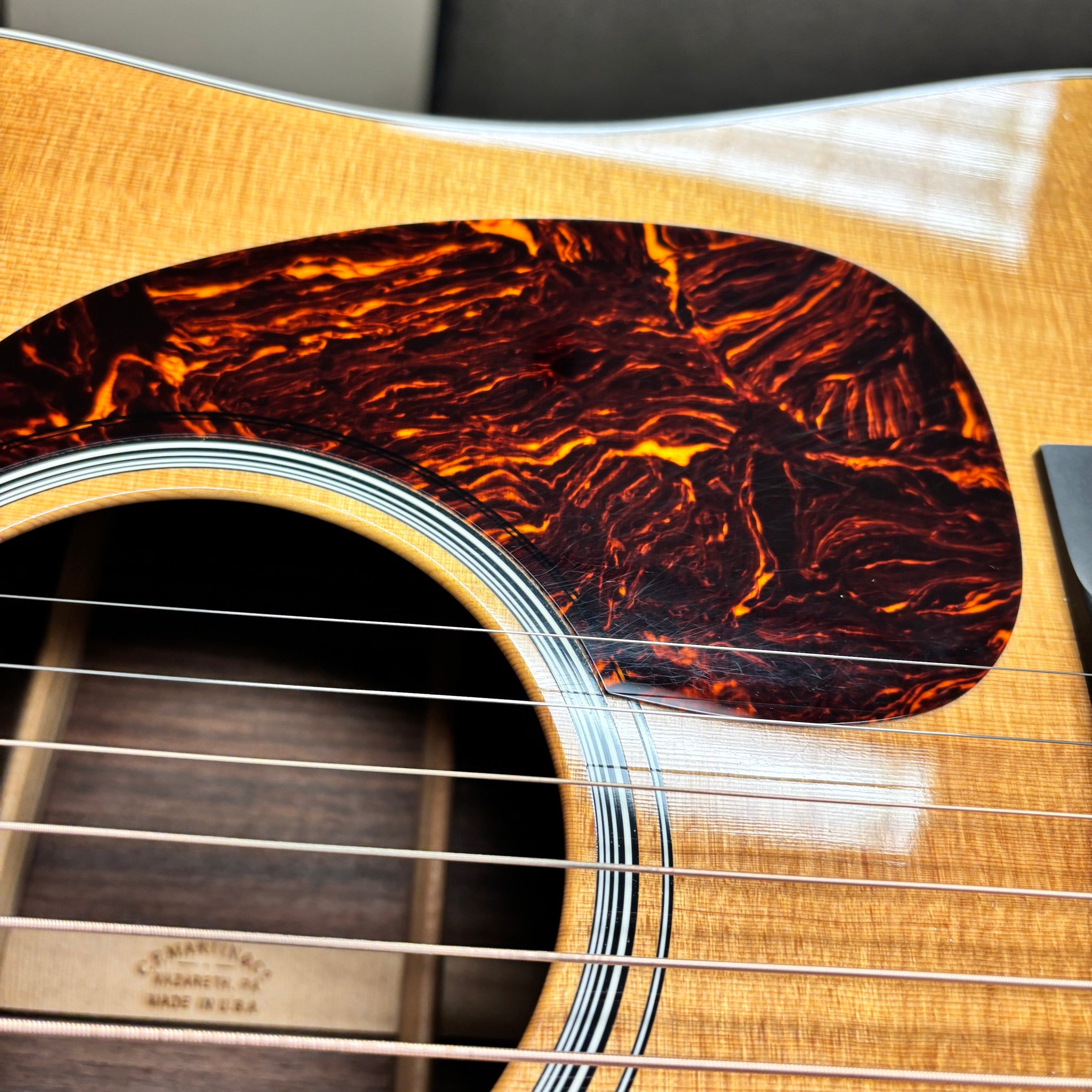 Martin DCPA4-R dreadnought acoustic-electric guitar Natural with flamed spruce top and tortoise pickguard