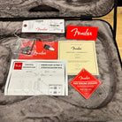 Fender American Ultra II Stratocaster HSS accessories bundle with certificate of authenticity, control diagram, and hardware