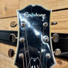 Epiphone FT-570BL acoustic guitar Natural finish headstock with chrome tuners and multi-ply binding detail