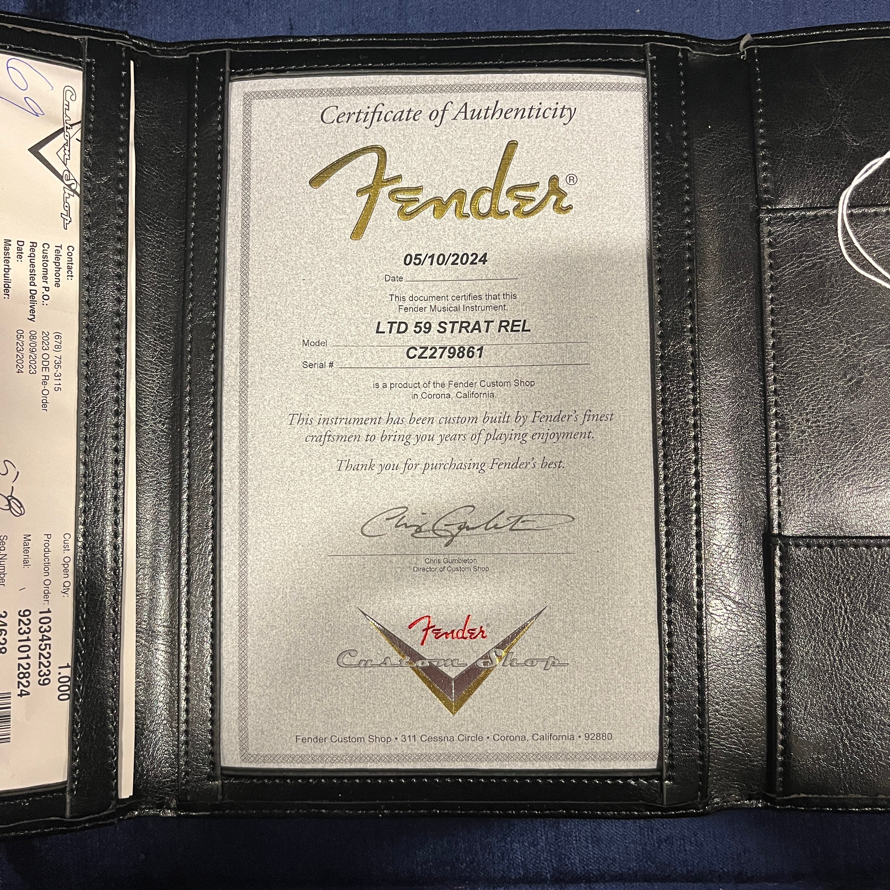 Fender Custom Shop Limited 1959 Stratocaster Relic electric guitar Lake Placid Blue with certificate of authenticity