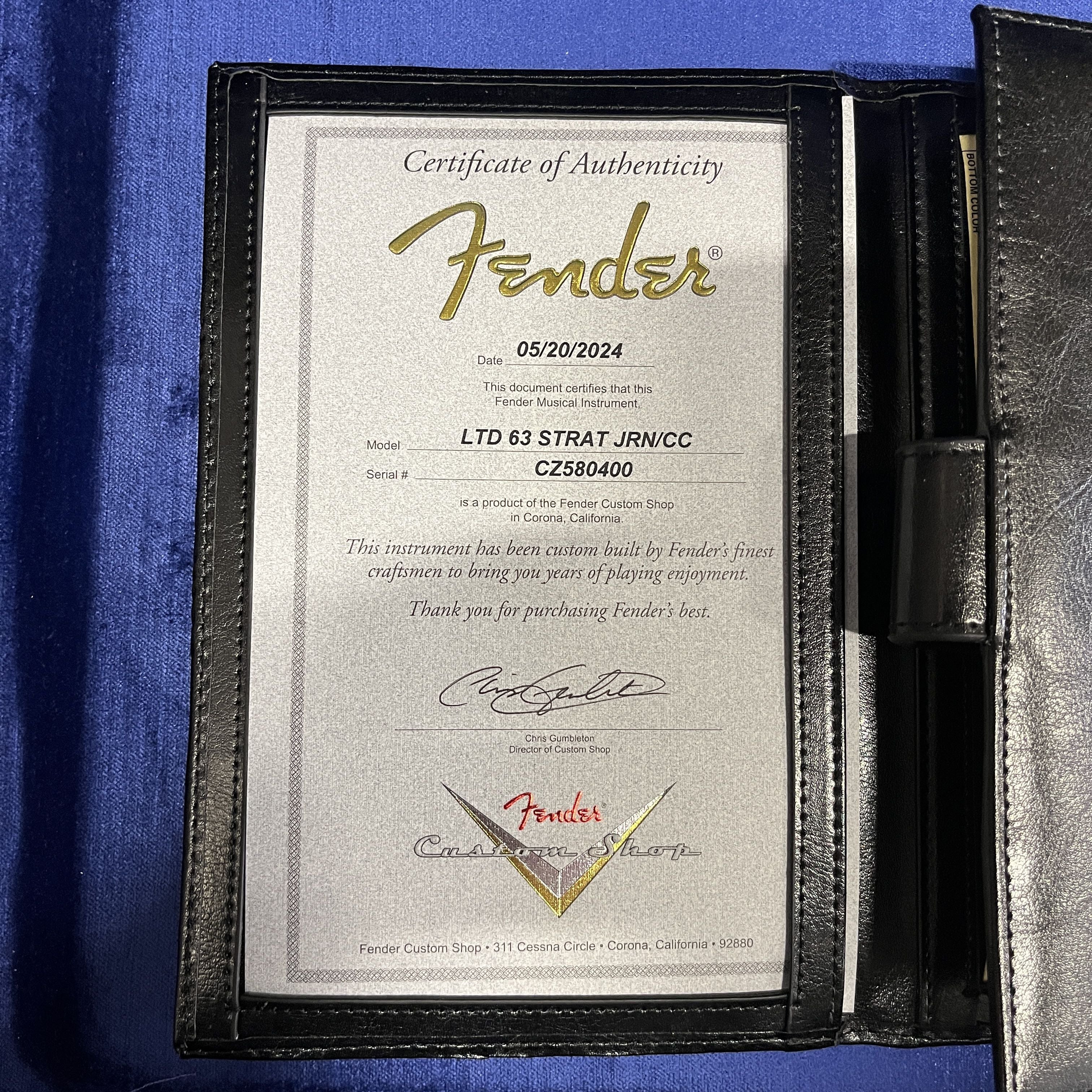 Fender Custom Shop Limited 1963 Stratocaster Journeyman Relic electric guitar Sonic Blue with Certificate of Authenticity