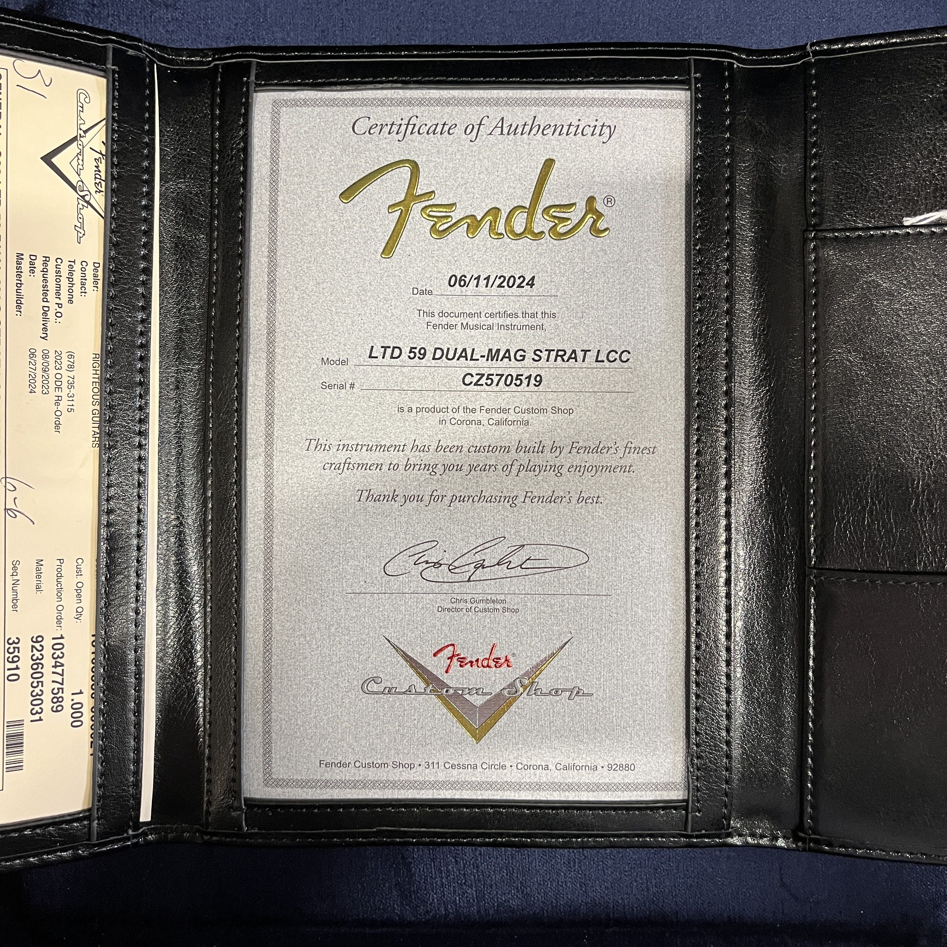 Fender Custom Shop Limited 1959 Dual-Mag Stratocaster electric guitar Tahitian Coral with Certificate of Authenticity