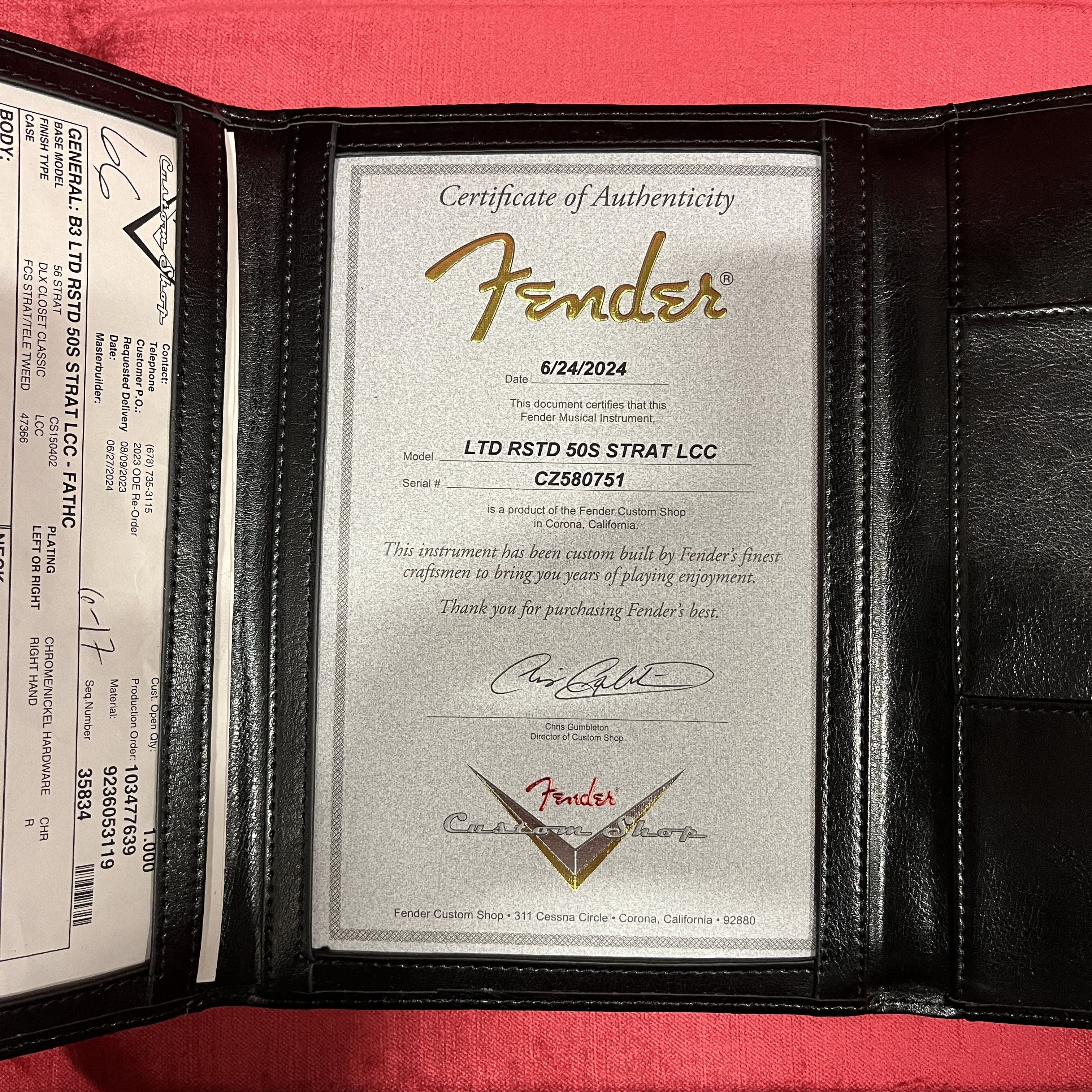 Fender Custom Shop Limited Roasted 1950s Stratocaster electric guitar Tahitian Coral with Certificate of Authenticity