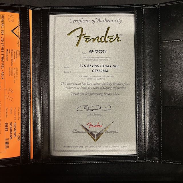 Fender Custom Shop Limited 1967 Stratocaster HSS Relic electric guitar aged black with certificate of authenticity