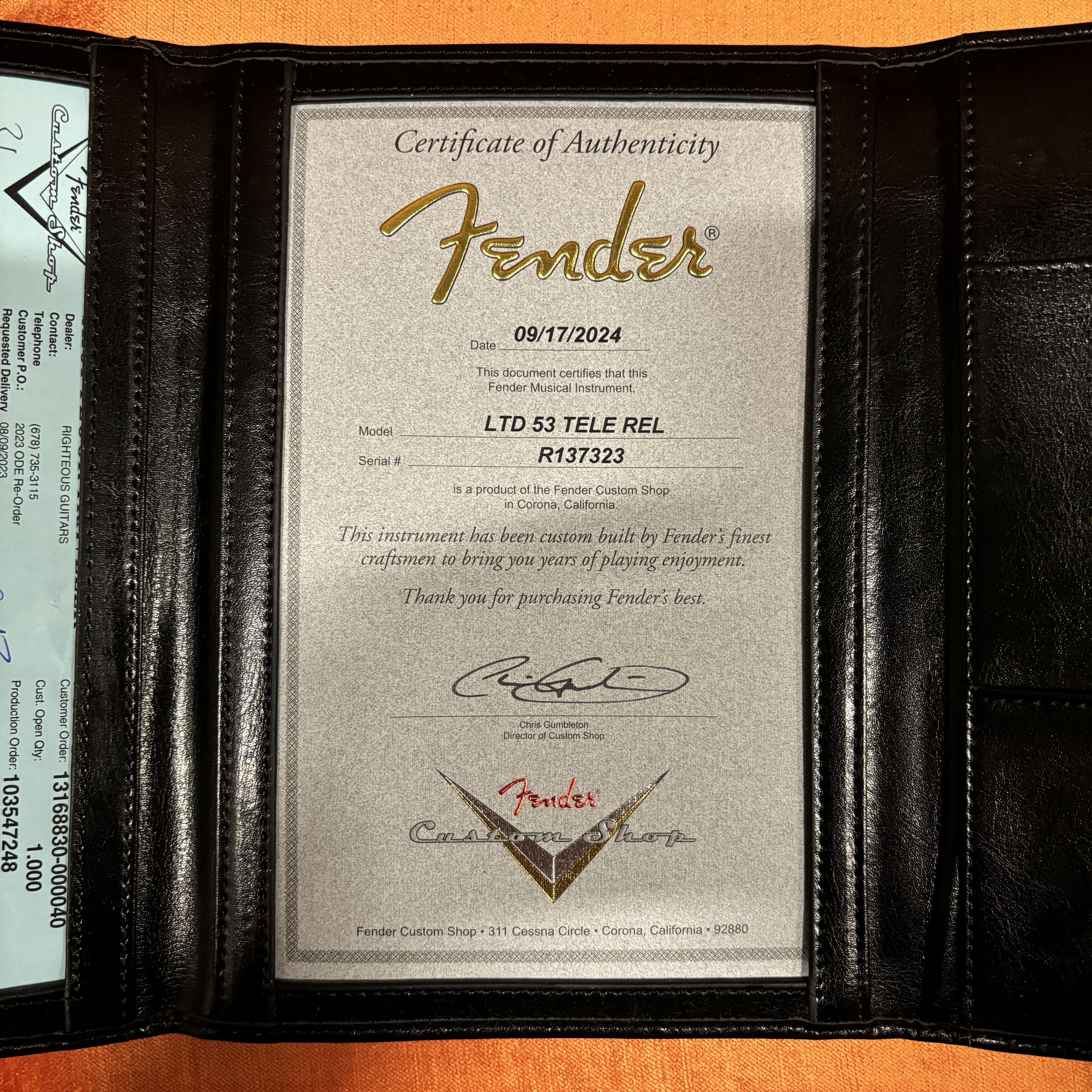 Fender Custom Shop Limited 1953 Telecaster Relic electric guitar Cimarron Red with certificate of authenticity