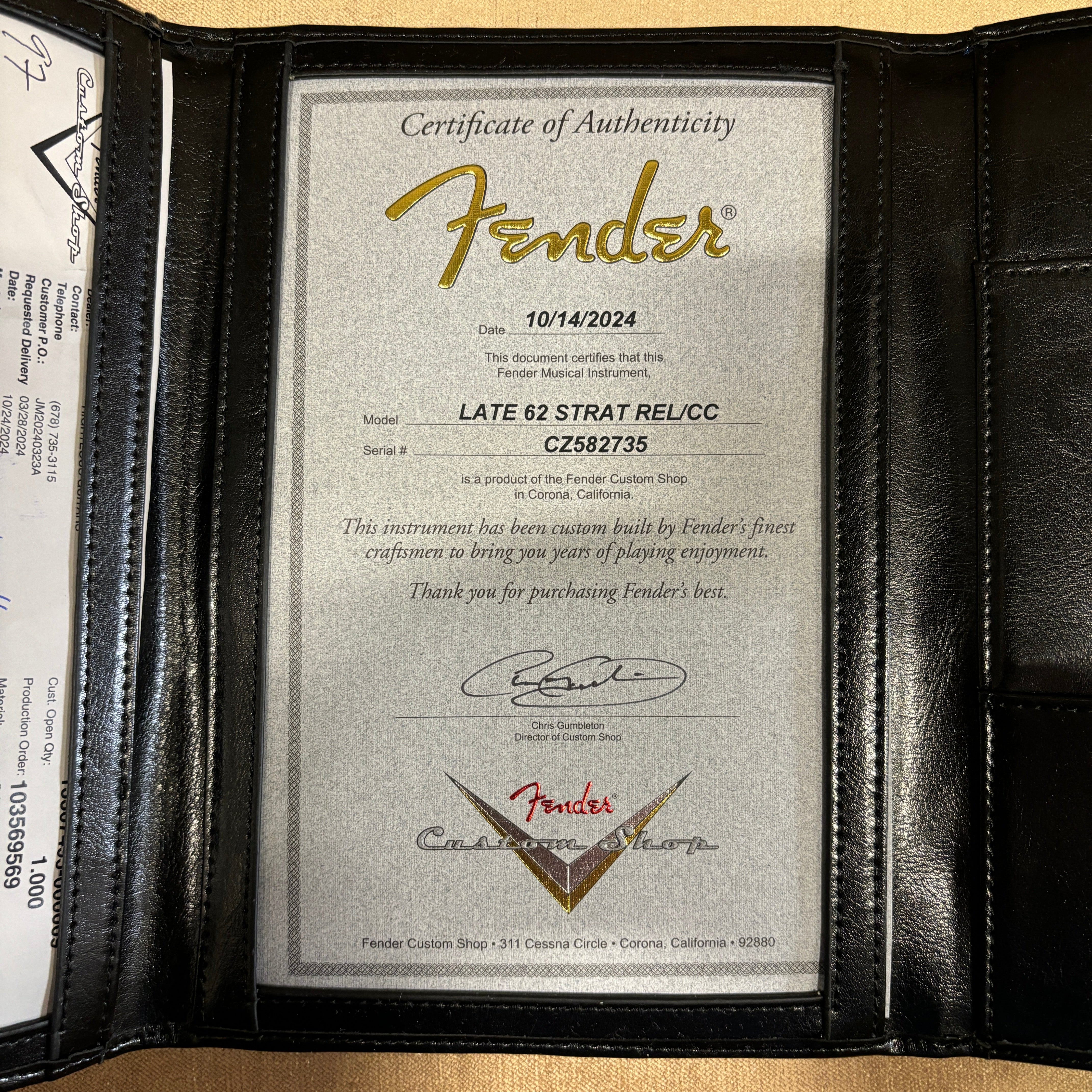 Fender Custom Shop Late 1962 Stratocaster Relic electric guitar Aged Olive Green Metallic with certificate of authenticity