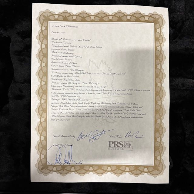 Paul Reed Smith Limited Private Stock 40th Anniversary McCarty Dragon electric guitar Burnt Chestnut with certificate of authenticity